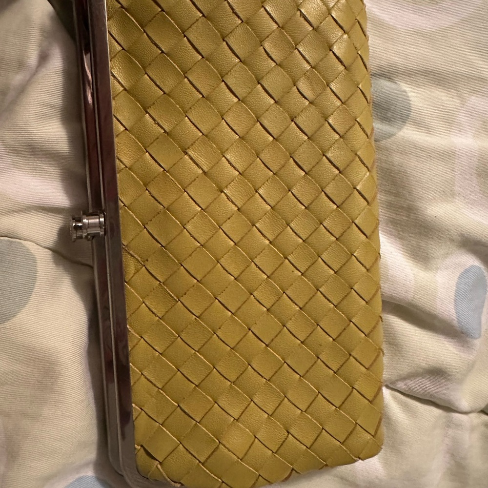 Elegant Woven Clutch in Mustard Yellow
